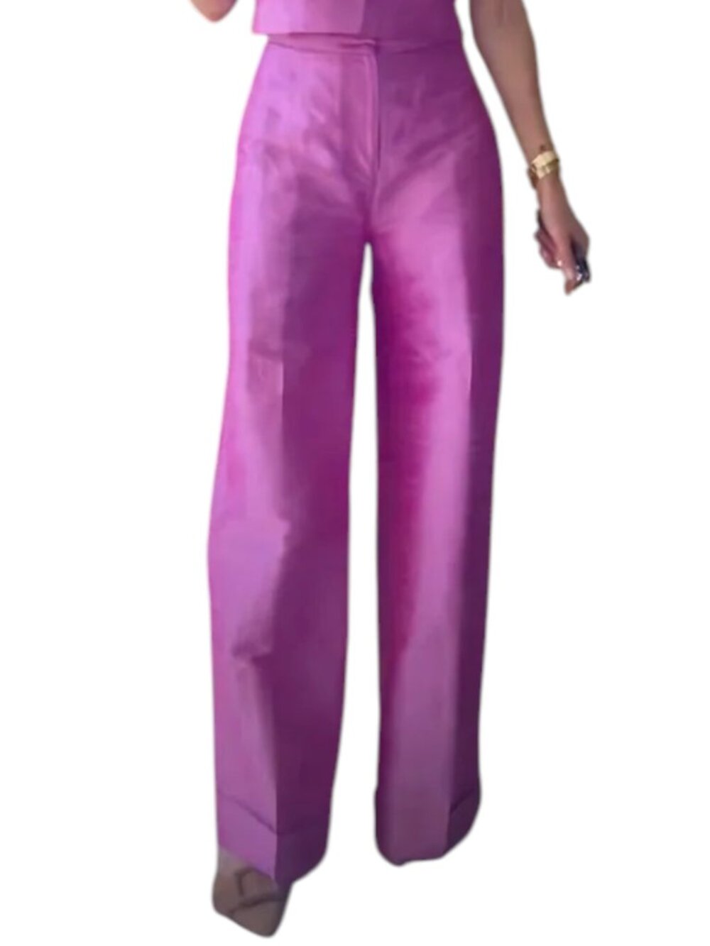 Julia Amory Pants Pink Fuchsia Silk Wide Leg XS